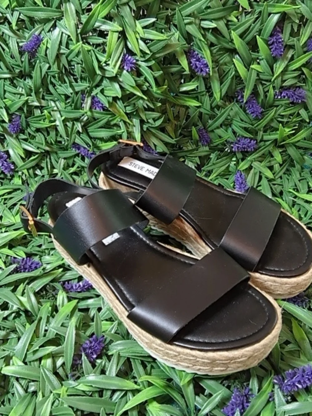 Steve Madden Black Espadrille Platform Sandals